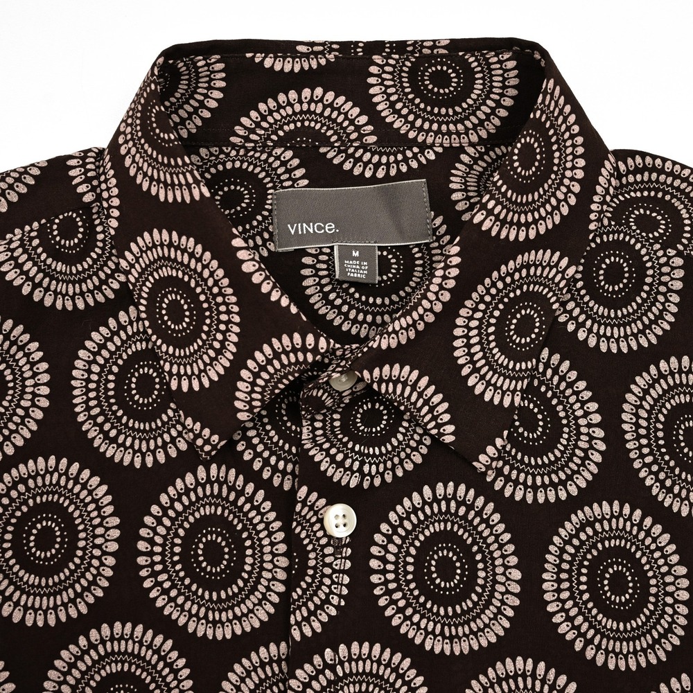 Vince Men's Medium Button‎ Up L/S Shirt Geometric Casual Soft Lightweight Preppy - Picture 6 of 9